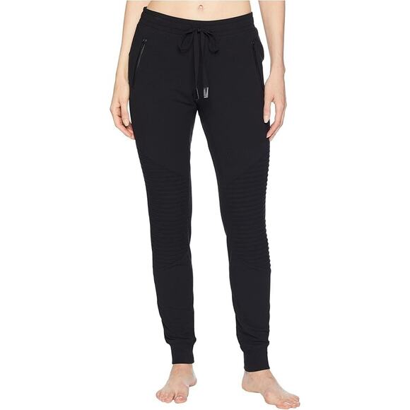 Alo Yoga Alo Urban Moto Sweatpants Ribbed Panels Black - 31 MD - Picture 1 of 6